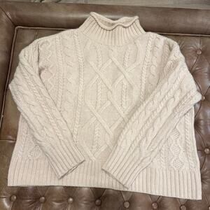 Size 1x Cream Women's L.L. Bean 1912 Heritage Wool Blend Mockneck Sweater
